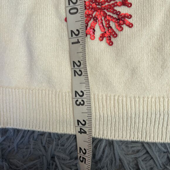 New York & Company Cream Sparkle Sequin Holiday Sweater Size L - Picture 4 of 5